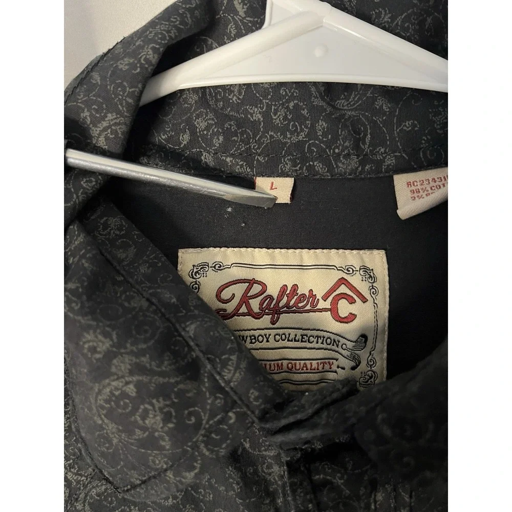 Rafter C Cowboy Collection Pearl Snap Shirt Men's Large Paisley Western Long Slv - Picture 3 of 9